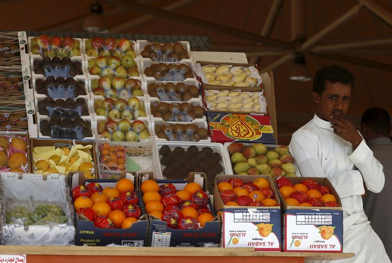 Saudi vendor sells fruits in Riyadh