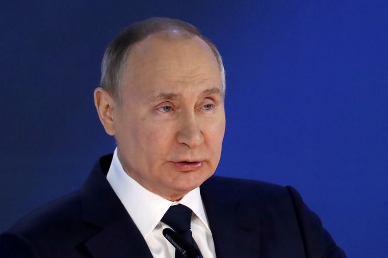 FILE PHOTO: Russian President Putin delivers his annual address to