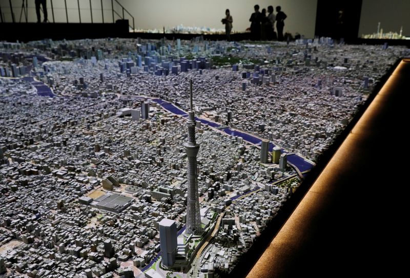 Miniaturised 1:1000 scale version of Tokyo at Mori Building Urban