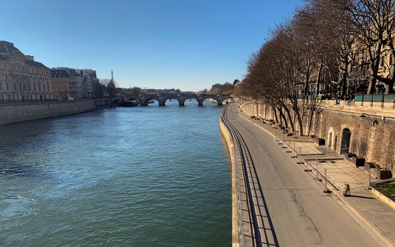FILE PHOTO: Empty Seine river banks amid COVID-19 restrictions in
