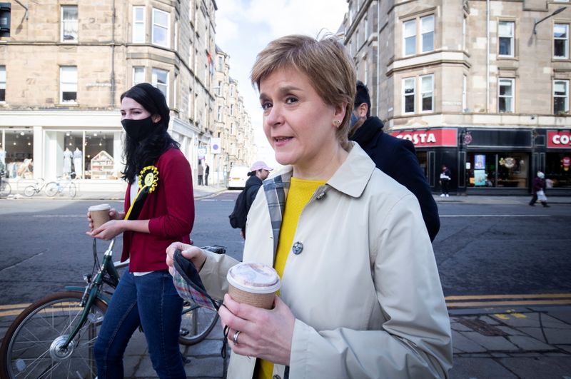 Scotland’s First Minister and SNP leader Sturgeon campaigns in Edinburgh