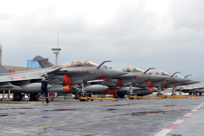 FILE PHOTO: French Navy Rafale fighter jets are seen onboard