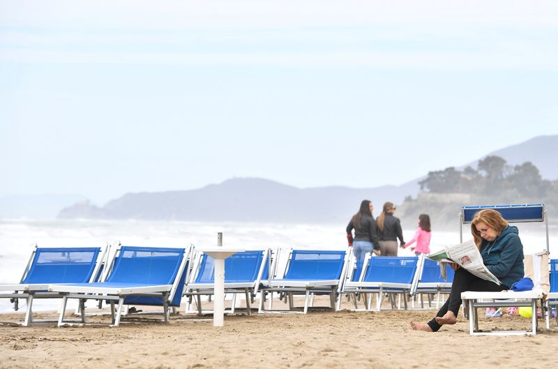 FILE PHOTO: Beaches in Tuscany open after the easing of