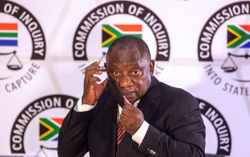 FILE PHOTO: South African President Cyril Ramaphosa appears to testify