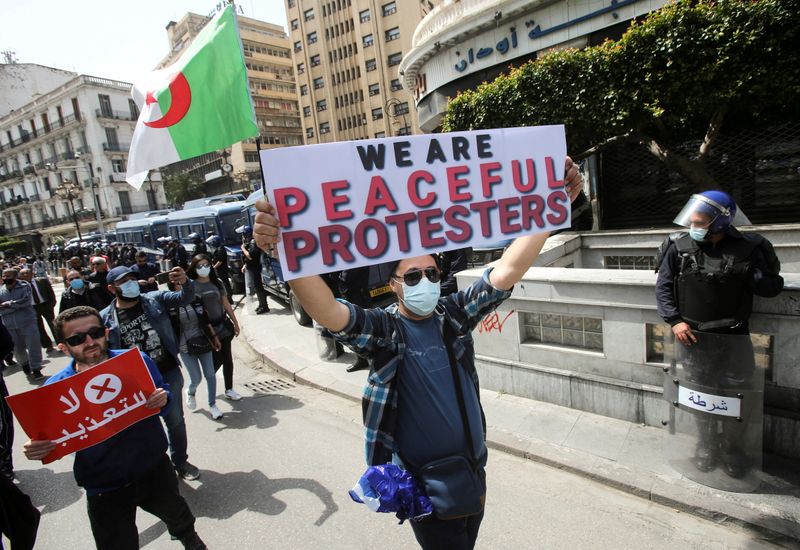 FILE PHOTO: Protest to demand political change, in Algiers