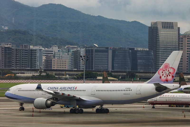 A passenger jet of Taiwan’s China Airlines at Taipei Songshan