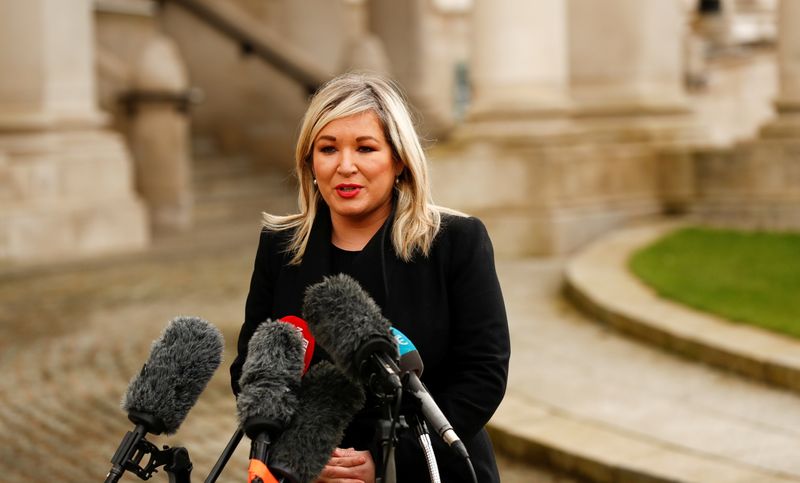 Deputy First Minister of Northern Ireland Michelle O’Neill speaks to
