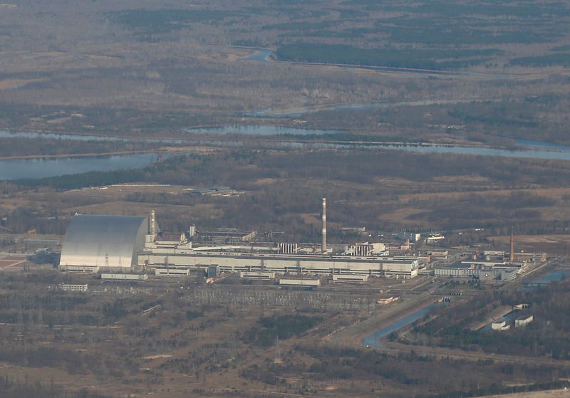 A view shows the Chernobyl Nuclear Power Plant during a