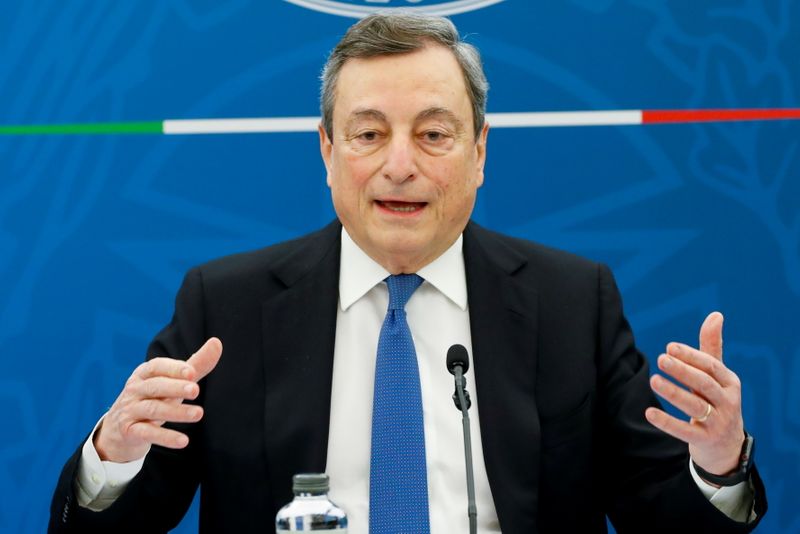 FILE PHOTO: Italy’s Prime Minister Draghi holds news conference, in