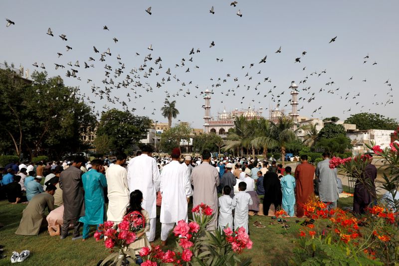 Muslims celebrating Eid al-Fitr as the outbreak of the coronavirus