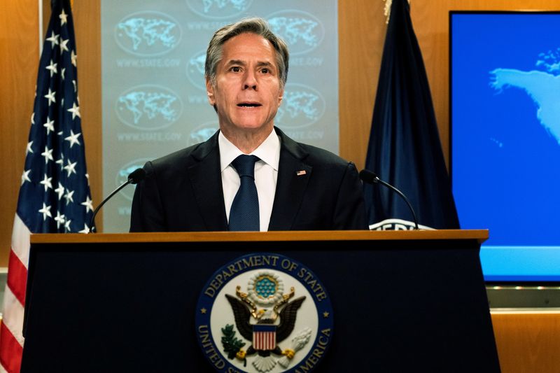 FILE PHOTO: U.S. Secretary of State Blinken makes remarks after