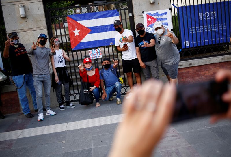 FILE PHOTO: Protest against the Cuban government outside the International