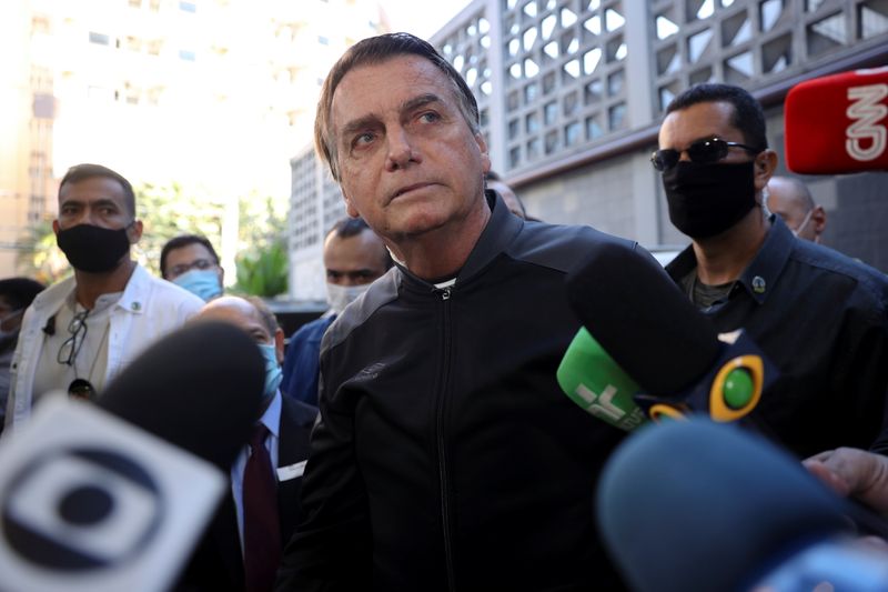 FILE PHOTO: Brazil’s President Bolsonaro leaves Vila Nova Star Hospital,