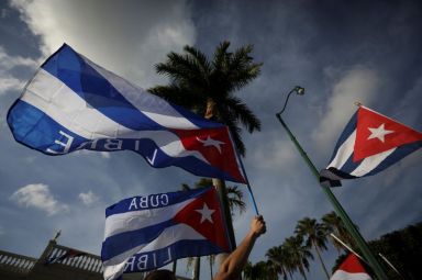 FILE PHOTO: Emigres react to reports of protests in Cuba