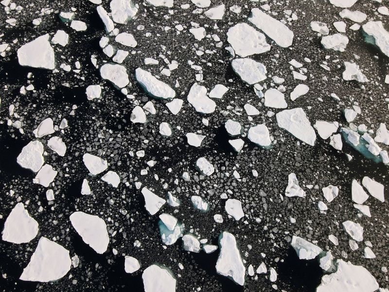 FILE PHOTO: An aerial view of floating ice in the