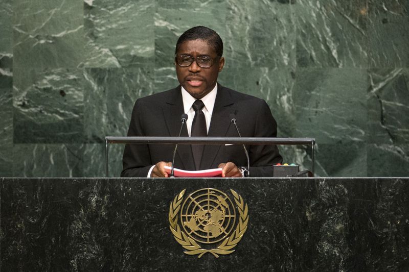 FILE PHOTO: Equatorial Guinea’s Second Vice-President Obiang Mangue addresses attendees
