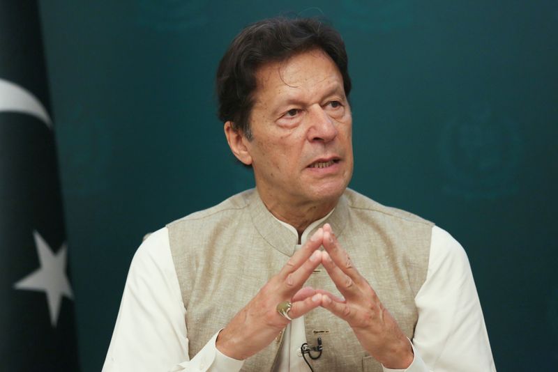 FILE PHOTO: Pakistan’s Prime Minister Imran Khan speaks during an