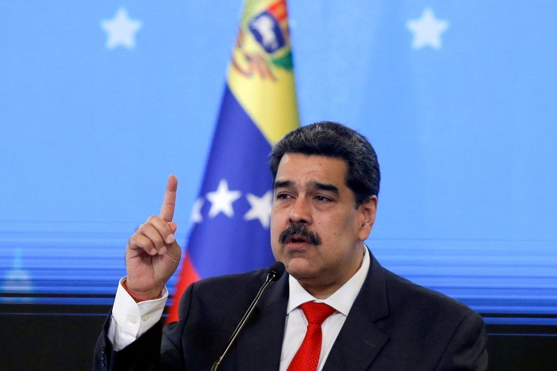 FILE PHOTO: Venezuelan President Nicolas Maduro holds a news conference