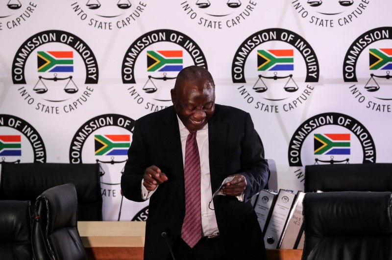 South African President Cyril Ramaphosa appears to testify before the