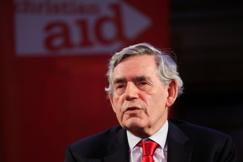 Britain’s former Prime Minister Gordon Brown speaks during a Christian
