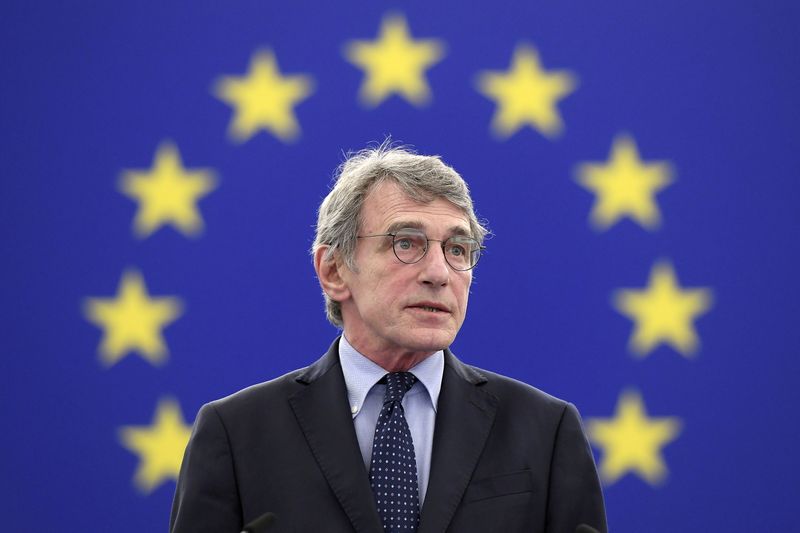 FILE PHOTO: European Parliament President David Sassoli speaks during the