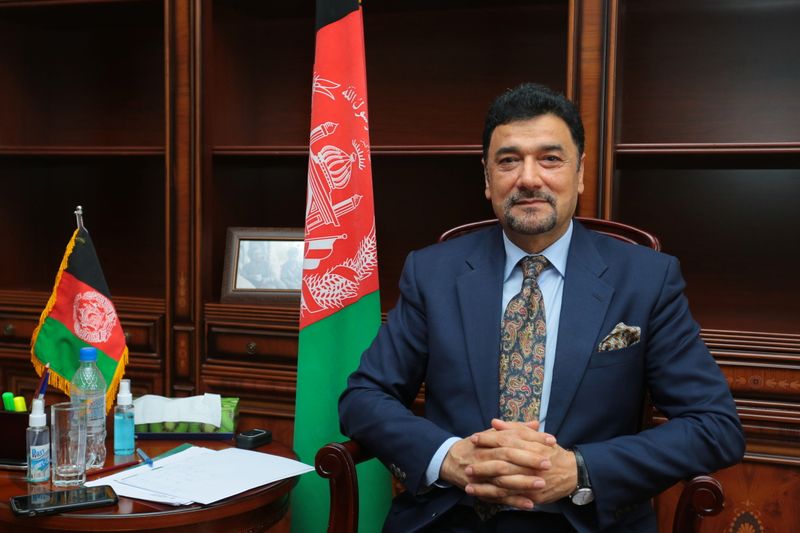 Afghan ambassador to Tajikistan Mohammad Zahir Aghbar attends an interview