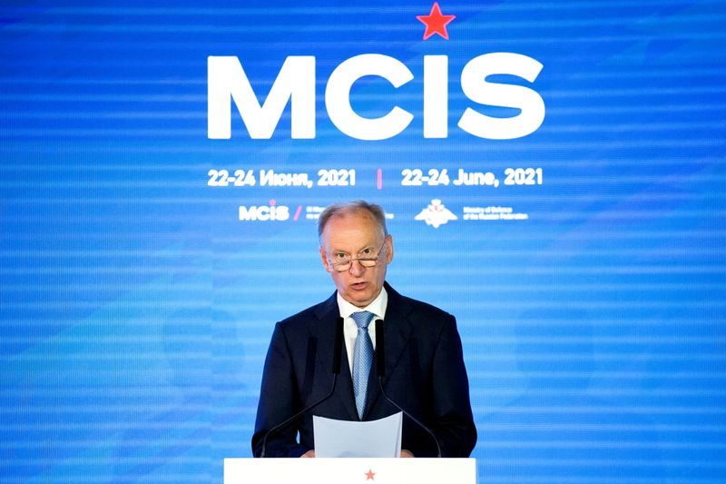 FILE PHOTO: Russia’s security council secretary Patrushev delivers his speech