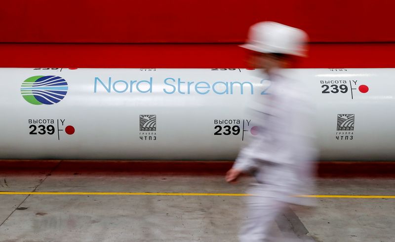 FILE PHOTO: The logo of the Nord Stream 2 gas