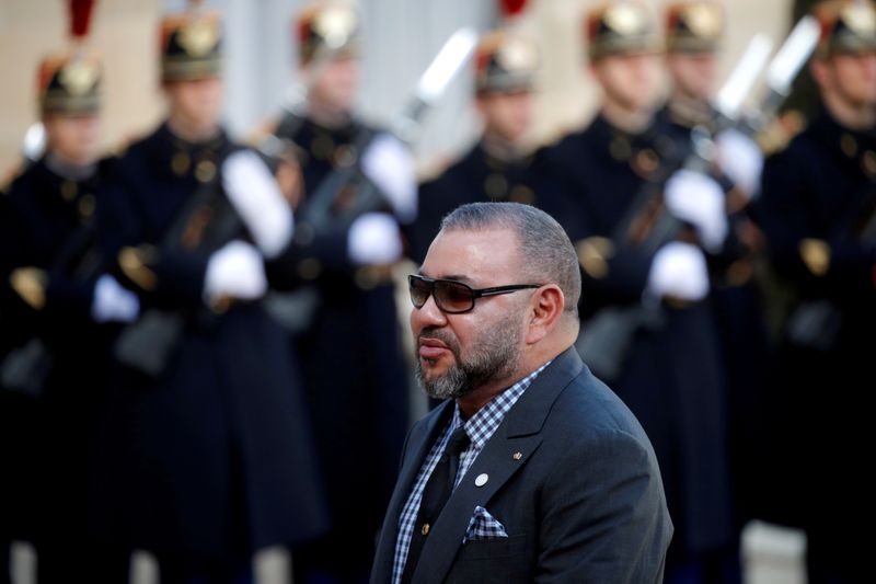 Morocco’s King Mohammed VI arrives for a lunch at the
