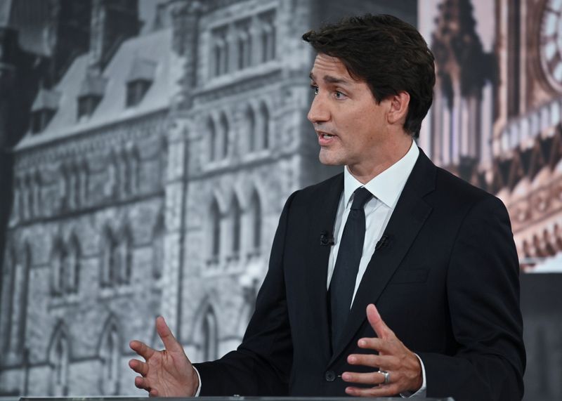 Canada’s Liberal Prime Minister Justin Trudeau attends the “Face-a-Face 2021” French