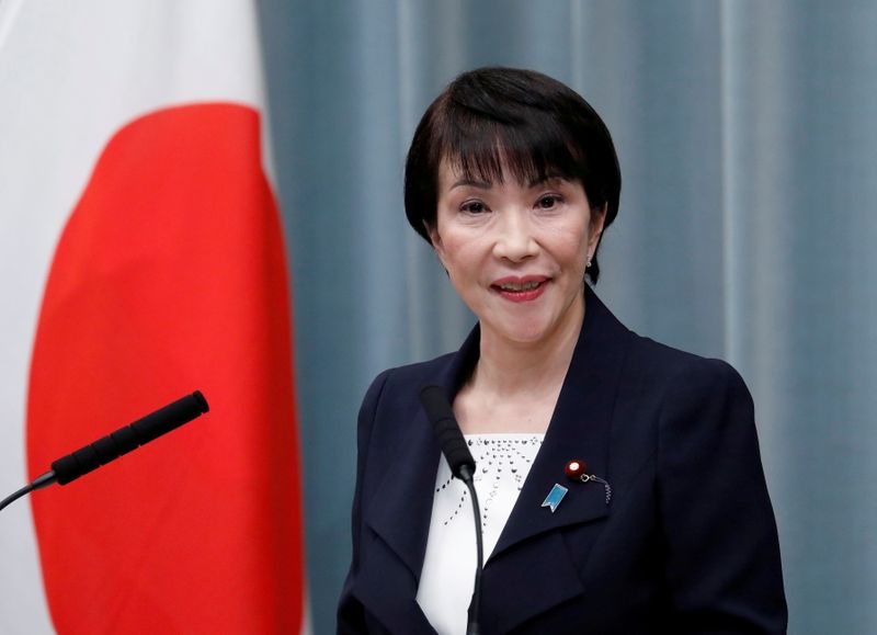 FILE PHOTO: Japan’s Internal Affairs Minister Takaichi attends a news