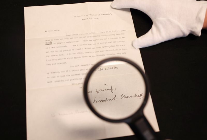 A typed letter written by former British Prime Minister Winston