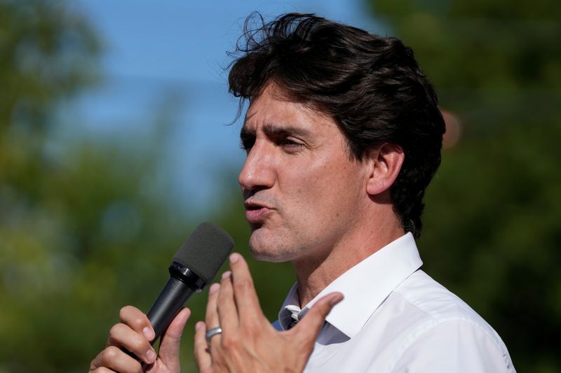 Canada’s Liberal Prime Minister Justin Trudeau campaigns in Toronto