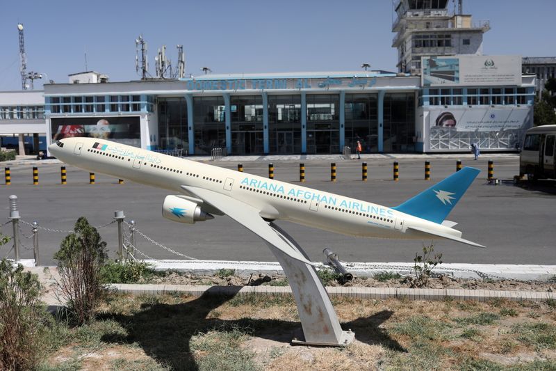FILE PHOTO: Model of an Ariana Afghan Airlines airplane is