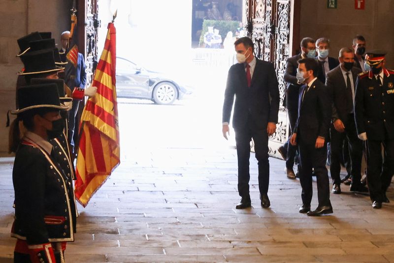 Catalonia’s regional President Aragones meets Spanish PM Sanchez, in Barcelona