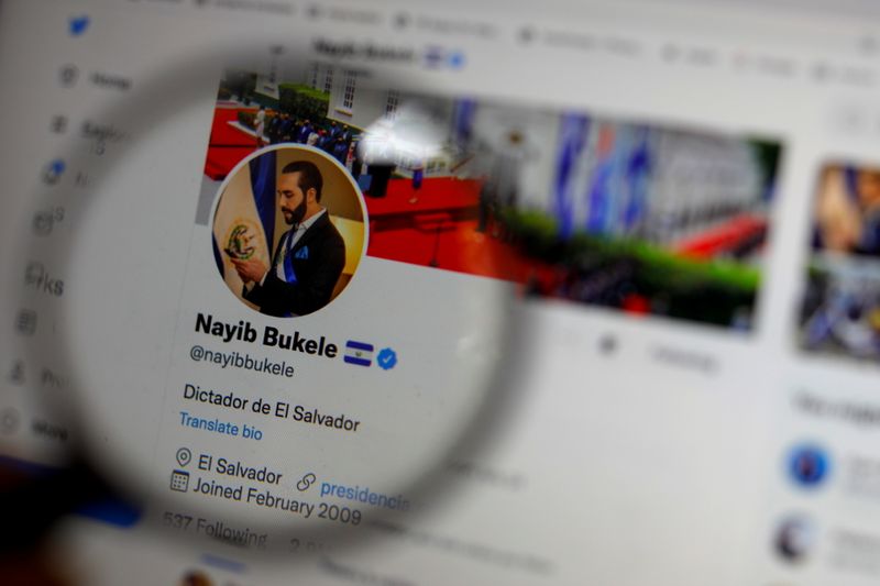 The twitter profile of El Salvador’s President Nayib Bukele reading