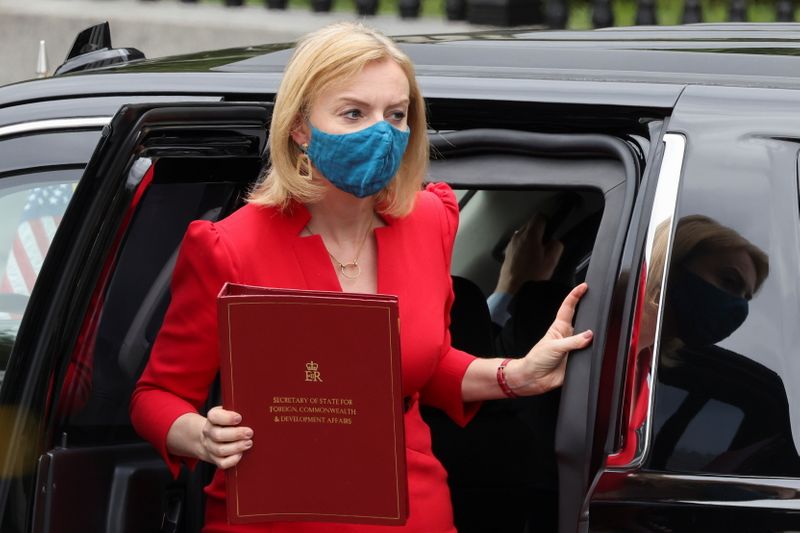 British Foreign Secretary Elizabeth Truss arrives at the White House