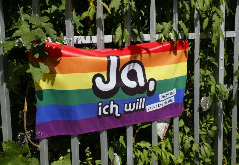 A flag is pictured ahead of a vote on same-sex
