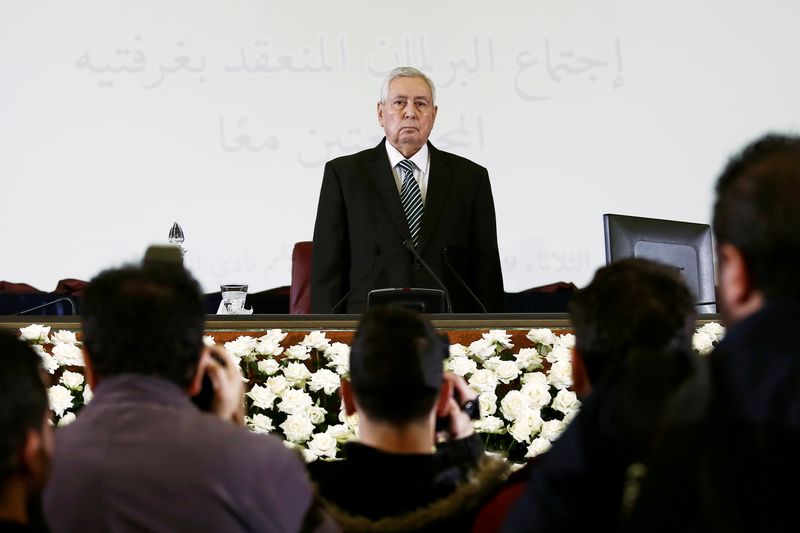 FILE PHOTO: Algerian upper house chairman Abdelkader Bensalah is pictured