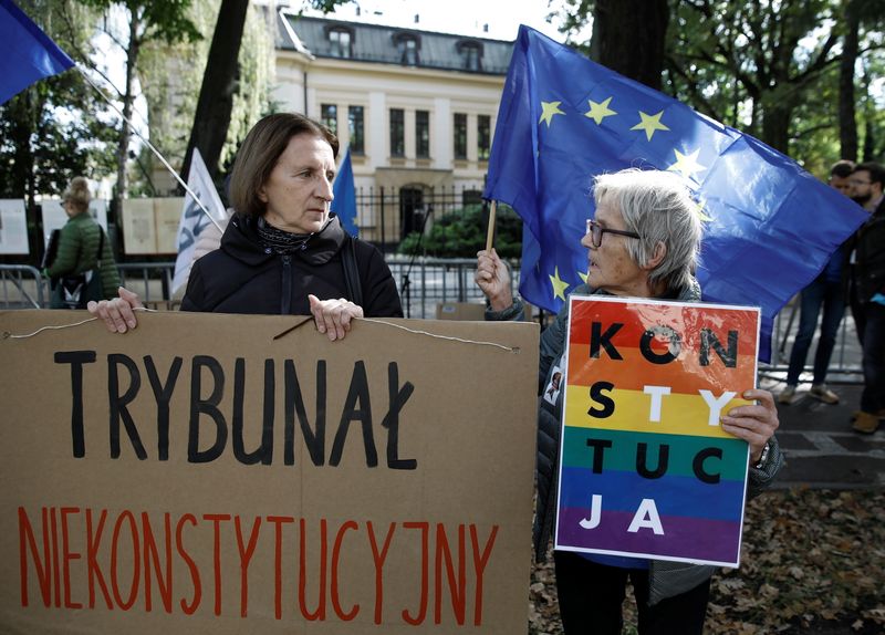 Demonstration outside Poland’s Constitutional Tribunal building in Warsaw