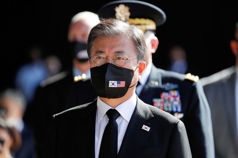 FILE PHOTO: South Korea’s President Moon Jae-in attends repatriation ceremony