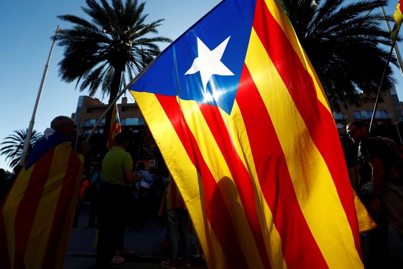 FILE PHOTO: An Estelada (Catalan separatist flag) is seen during
