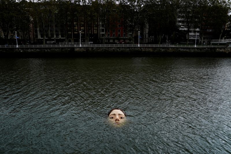 A fibreglass sculpture entitled ‘Bihar’ is submerged in the Nervion