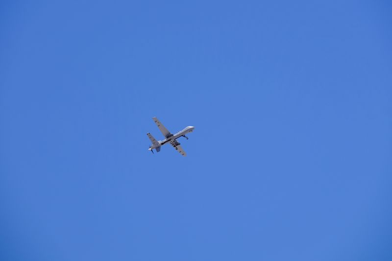 A U.S. Air Force MQ-9 Reaper drone flies over Creech