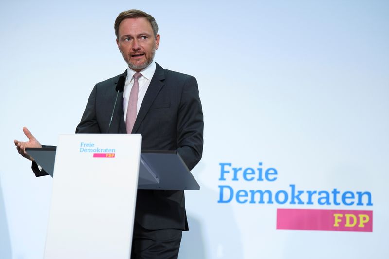 FDP leader Lindner holds a news conference after German general