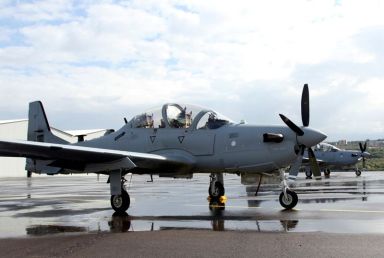 FILE PHOTO: An A-29 Super Tucano light attack aircraft is
