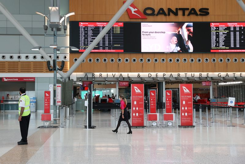 A quiet Sydney Airport is seen in the wake of
