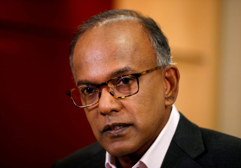 FILE PHOTO: FILE PHOTO: Singapore’s Law Minister K. Shanmugam speaks