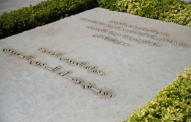 A view shows the grave of assassinated former Lebanese prime