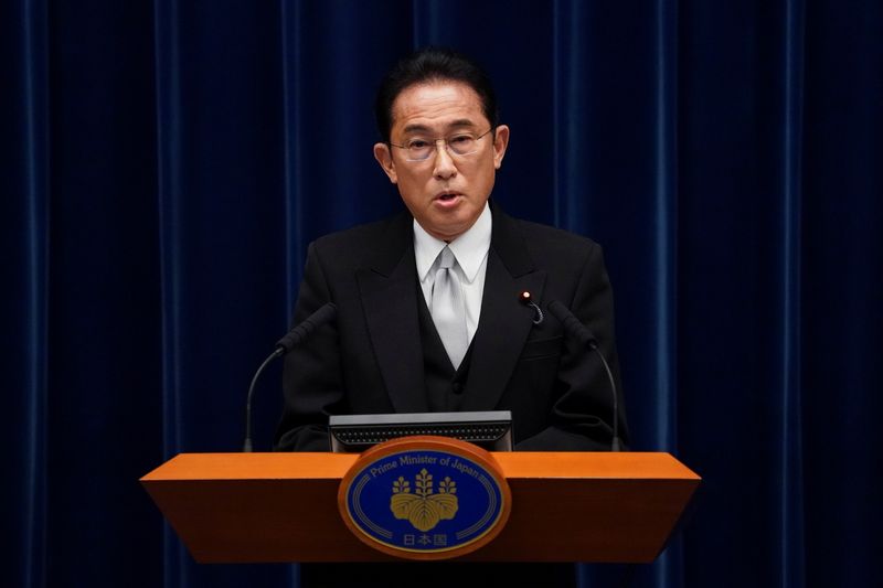 Fumio Kishida, Japan’s prime minister, attends a news conference at
